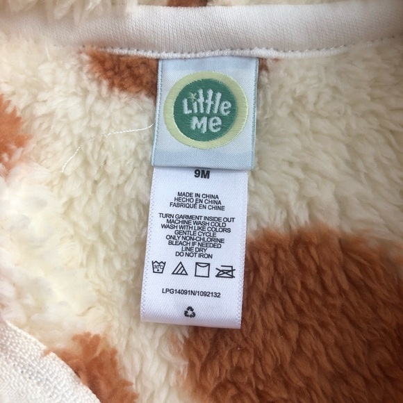 NWT* Little Me Infant 9M Tan/Brown Polka Dot Marshmallow High Pile Fleece Jacket - Picture 4 of 8